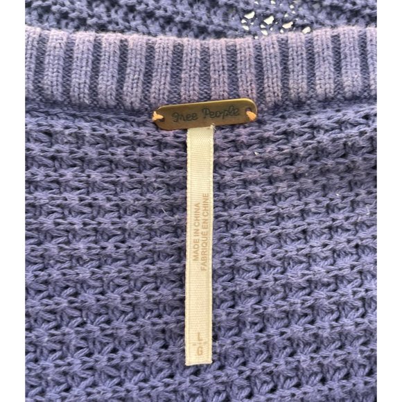 Free People Women's Size Large Dark Purple Cold Shoulder Sweater - Picture 6 of 6